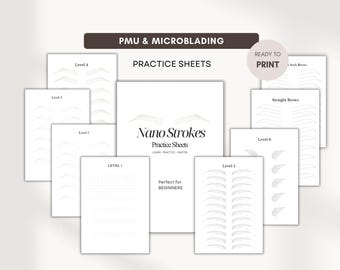 Nano Brow Practice Sheets |  Hairstroke Training Workbook | PMU Microblading Patterns | Beginner Friendly Printable