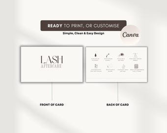 Lash Extension Aftercare Cards | Editable Canva Template | For Clients