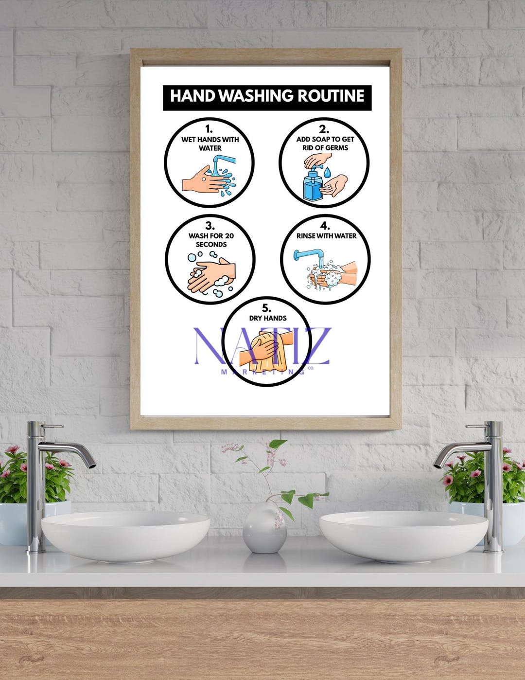 Visual Hand Washing Routine Poster for Kids | Printable 5-step Hygiene ...