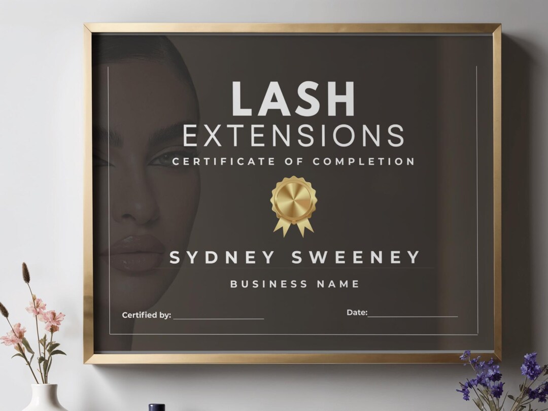 Lash Certificate Template | Canva Editable Lash Extensions Training ...