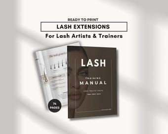 Professional Lash Extension Course Bundle | 74-Page Classic, Hybrid & Volume Training | Editable Manual (Canva + PDF)