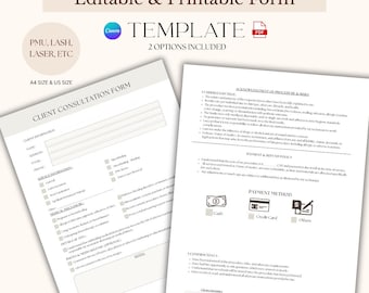 Lash & Brow Client Consent Form | Editable Beauty Salon Intake (Instant Download)