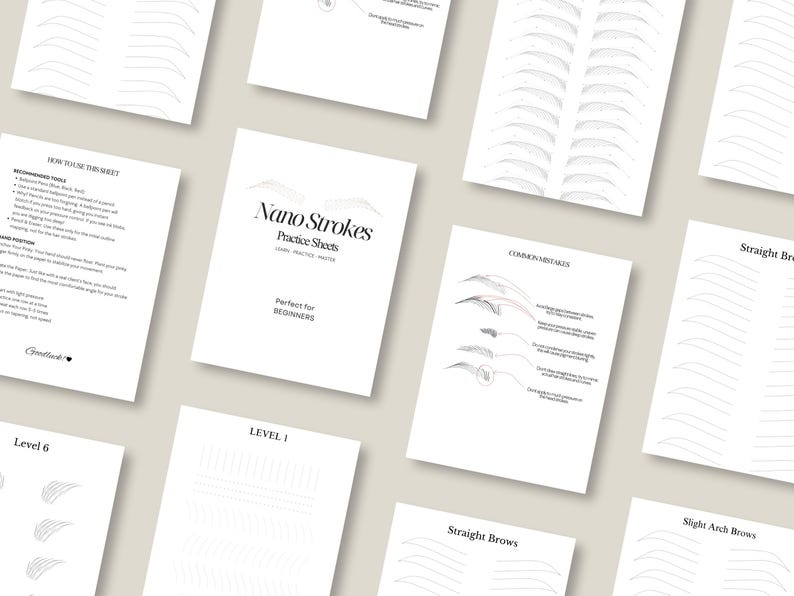 Nano Brow Practice Sheets | Hairstroke Training Workbook | PMU ...