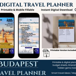Budapest Travel Planner | Printable & Fillable PDF | Mobile Travel Journal | Europe Trip Itinerary | Instant Download