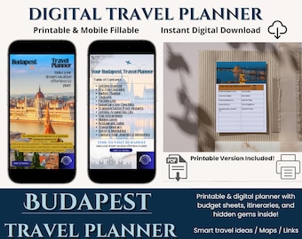 Budapest Travel Planner | Printable & Fillable PDF | Mobile Travel Journal | Europe Trip Itinerary | Instant Download