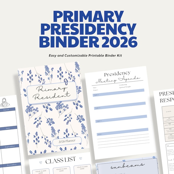 Primary Presidency Printable Binder Kit 2026