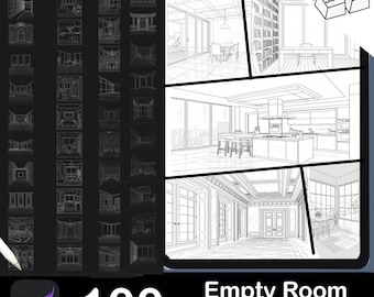 Procreate Empty Room Stamps: Architecture Reference (Digital Download)