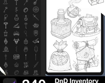240 Procreate  DnD Inventory Stamp Brushes – ABR Brushes for RPG Art | Dungeons & Dragons Magic Items