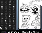 150+ Spooky Procreate Stamps, Witchy Tattoo Designs (Digital Download