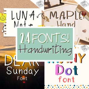 24 Cute Handwritten Font Bundle for Cricut, Cute Cursive Handwriting for Goodnotes, Procreate,Cute Script Favorites Font Bundle