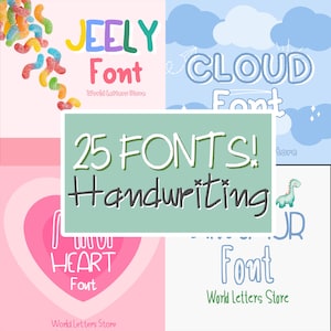25 FONTS! Handwriting Font Bundle , Font Bundle for Cricut, handwriting fonts,cute font bundle, girly, procreate fonts,