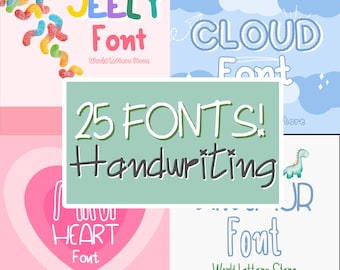 25 Handwriting Fonts Bundle, Girly Fonts for Cricut, Procreate