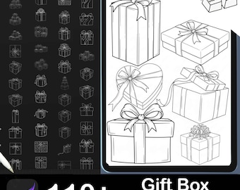 110+ Gift Box Procreate Stamps | Present Brushes (Digital Download)