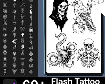 Friday the 13th Tattoo Stamps: Horror Flash Procreate Brush Pack (Digital Download