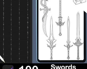 Sword Procreate Brushes: Fantasy Tattoo Stamps (Digital Download)