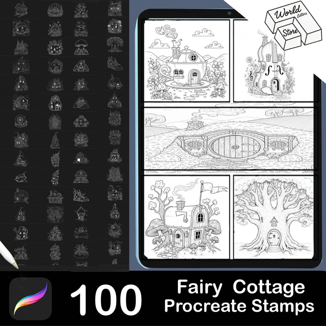 Fairy Cottage Procreate Stamps: 100 Brush Set (digital Download) - Etsy