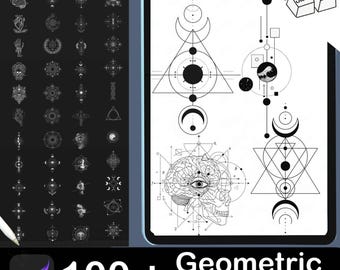 Geometric Tattoo Procreate Stamps: 100+ Minimalist Design Stamps (PDF)