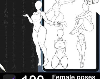 100 Procreate Female Pose Brushes: Fashion & Dynamic Stamps (PDF Guide Included)