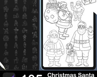 105 Santa Claus Procreate Stamps | Christmas Winter Brushes (Digital Download)