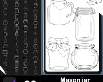 Procreate Mason Jar Stamp Brush Set: 60+ Jar Stamps (Digital Download)