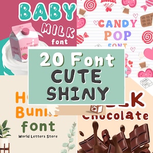 20 Cute and Shiny Bubble Font Bundle - Retro Font Bundle, Font Bundle for Cricut, bubble fonts, boho fonts, cute font bundle, procreate font