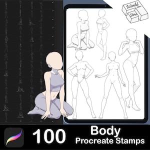 100 Female body stamp brushes for Procreate, Procreate, Procreate stamp, Procreate brushes, Procreate stamp brushes, Procreate portrait