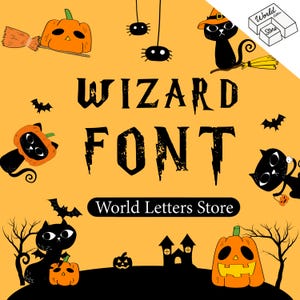 Wizard Font Wizard Magic Font, Halloween Alphabet Letters, Retro Font , Instant Download for OTF,TTF, Fonts for Procreate,  Computer