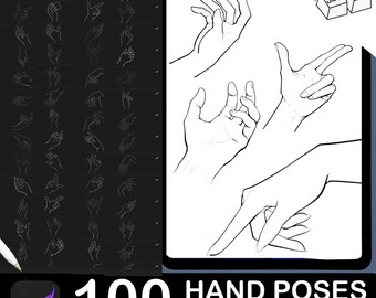 100 Hands Procreate Stamp Brushes: Digital Art Illustration (PDF Guide Included)