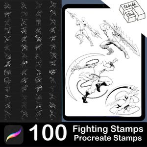 100 Procreate Fighting Stamp Brushes,Procreate Anime Fight Body Poses,Procreate Lineart Stamps Set.Manga male,Male Pose Stamps,Anime Fantasy
