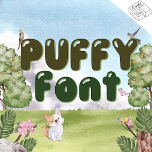Puffy Garden Font.Bold Bubble Display Font.Cute - Planner -Goodnotes- Cricut Fonts -Handwritten Font