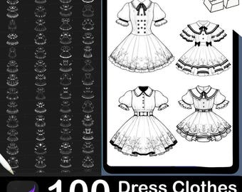 Procreate Dress Stamps Brush Set: Fashion Design (Digital Download)