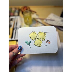 Cartão de felicitações feito à mão com amor por Ravioli – Trocadilho fofo com macarrão – Papelaria gastronômica – Cartão engraçado para qualquer ocasião