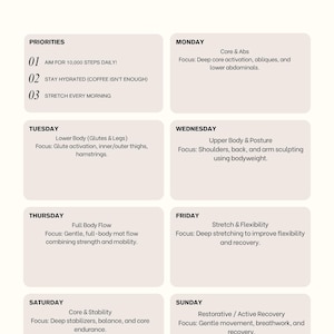 Beginner Pilates Weekly Planner