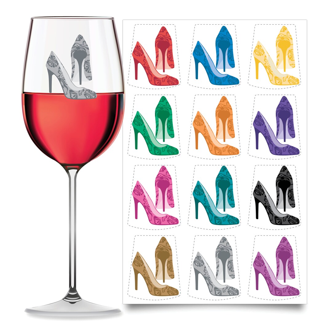 HIGH HEEL WINE Glass Markers Wine Glass Decals Wine Glass Stickers