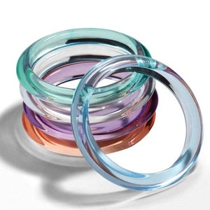 RESIN BANGLES - Acrylic Bracelets - Stacking Bracelet - Transparent with a hint of color - S/M Size