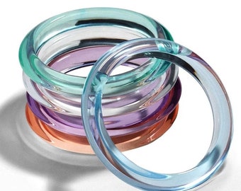 RESIN BANGLES - Acrylic Bracelets - Stacking Bracelet - Transparent with a hint of color - S/M Size