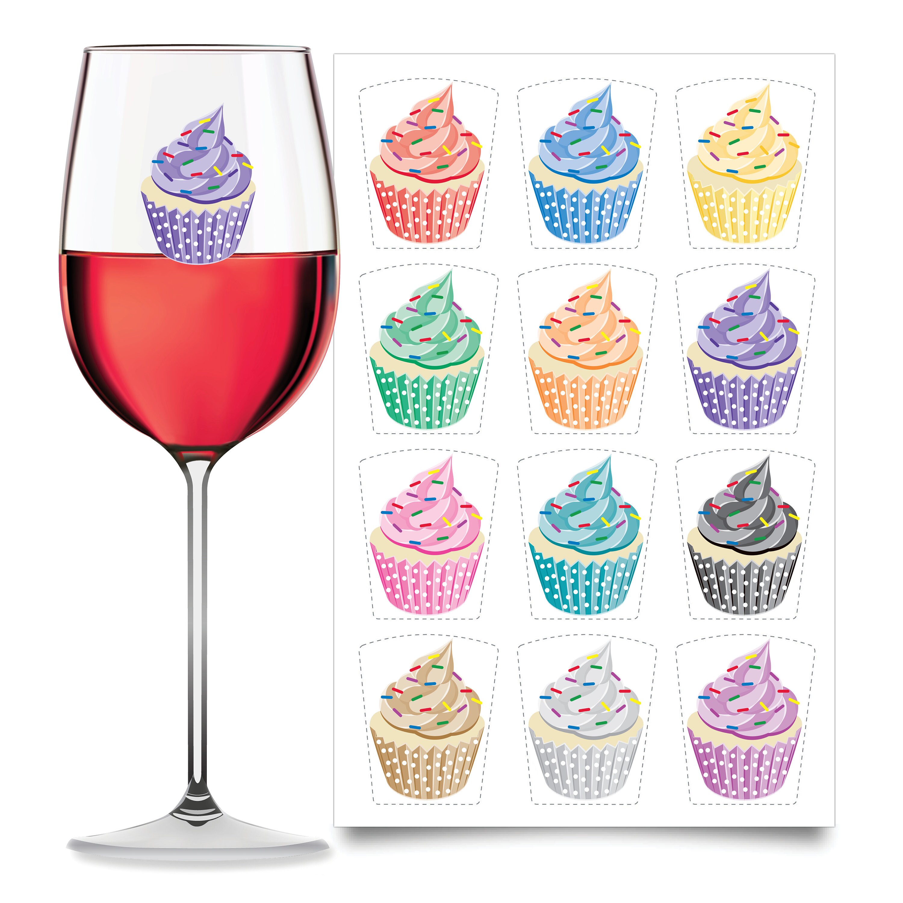 WINE GLASS DECALS Birthday Wine Glass Markers 40th Etsy