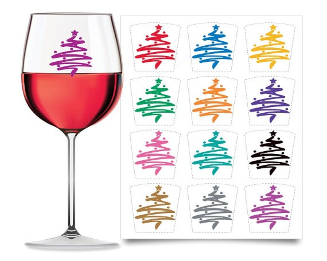 HOLIDAY WINE GLASS Decals Christmas Glass Markers Wine Etsy
