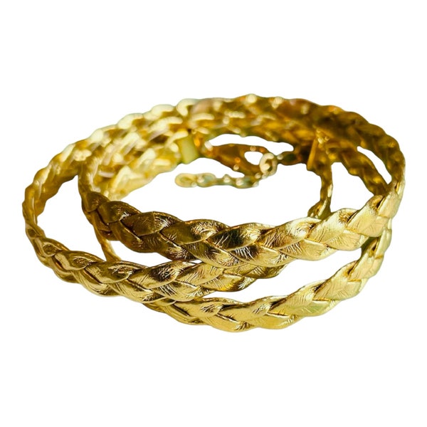 WRAP BRACELET- GOLD Flat Braided Leather Wrap Bracelet