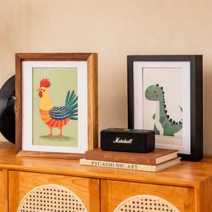 Lot de 2 cadres artistiques en bois véritable pour enfants : boîte à souvenirs magnétique facile à ouvrir