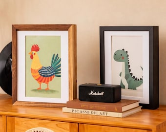 2 Set of Real Wood Kids Art Frames: Magnetic Easy Open Memory Box