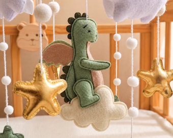 Grüner Drache Filz Mobile, Kinderzimmer Dekor, Baby-Dusche-Geschenk