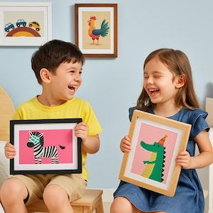 Marcos de fotos infantiles: Caja de recuerdos magnética de madera auténtica / Cinco colores disponibles imagen 11