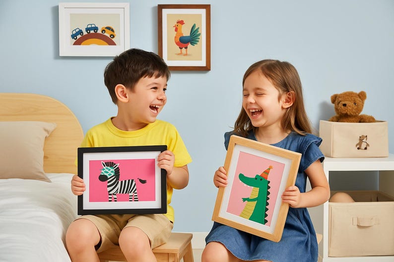 Marcos de fotos infantiles: Caja de recuerdos magnética de madera auténtica / Cinco colores disponibles imagen 11