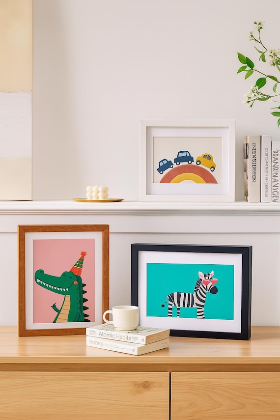 Kids Art Frame: Real Wood Magnetic Memory Box | Five Colors Available