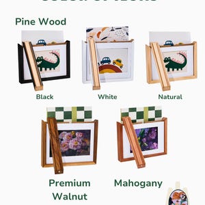 Marcos de fotos infantiles: Caja de recuerdos magnética de madera auténtica / Cinco colores disponibles imagen 2