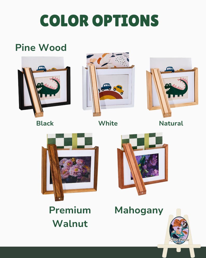 Marcos de fotos infantiles: Caja de recuerdos magnética de madera auténtica / Cinco colores disponibles imagen 2