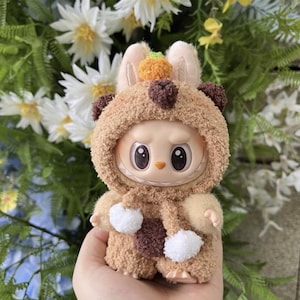 Capybara Labubu Crochet Outfit | Handmade Costume for Labubu Dolls | Crochet Labubu Outfit | Labubu Doll Clothes