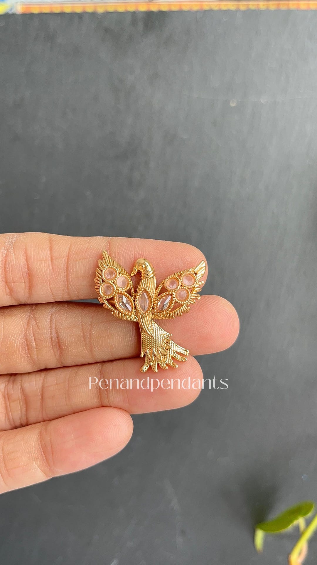 Gold Bird Statement Ring, Adjustable Phoenix Ring With Pink Stones ...