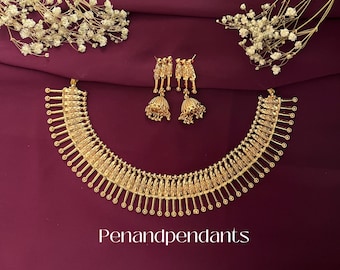 Kerala Mullai Mottu Necklace: Antique Gold Indian Choker